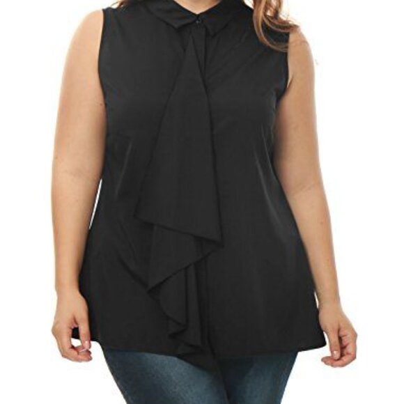 ❤️SPRING/SUMMER Navy Sleeveless Blouse w/RUFFLE FRONT DETAIL  3X PLUS      #C - Picture 2 of 8